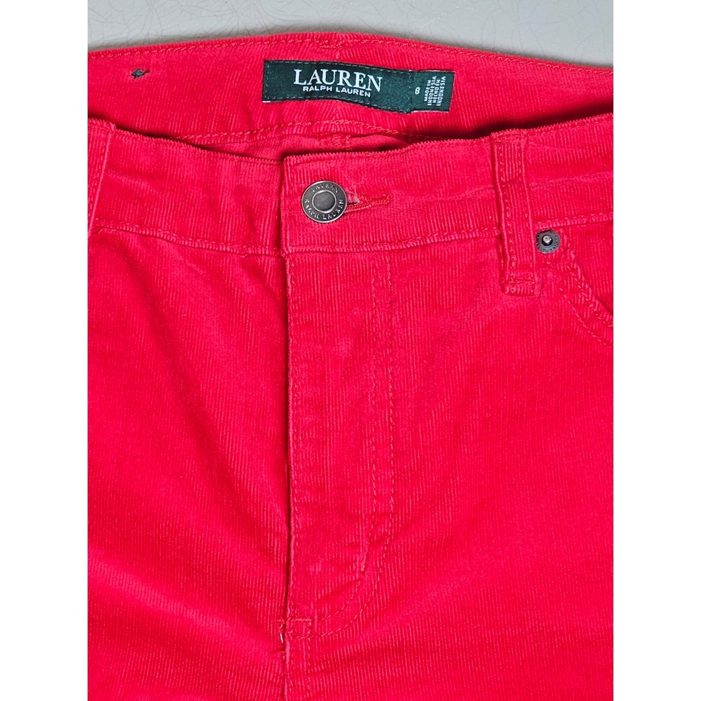 Lauren Ralph Lauren Red Corduroy Straight Leg Pants Womens Size 8 Stretch - Picture 14 of 16